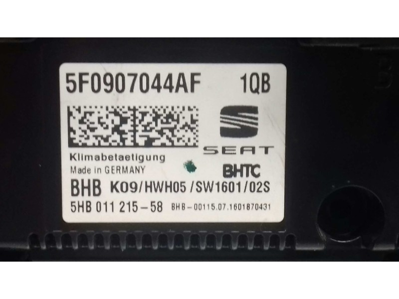 Recambio de mando climatizador para seat leon (5f1) reference referencia OEM IAM 5F0907044AF 5HB011215 5F0858060G