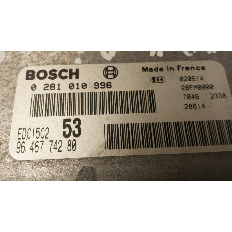 Recambio de centralita motor uce para citroen xsara picasso 2.0 hdi vivace referencia OEM IAM 0281010996 9646774280 EDC15C2