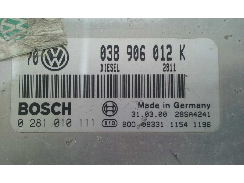 Recambio de centralita motor uce para volkswagen golf iv berlina (1j1) conceptline referencia OEM IAM 038906012K 0281010111 BOSC