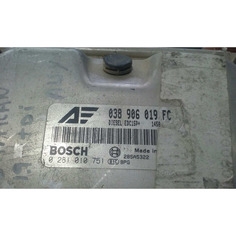 Recambio de centralita motor uce para volkswagen sharan (7m6/7m9) 1.9 tdi referencia OEM IAM 038906019FC 0281010751 BOSCH
