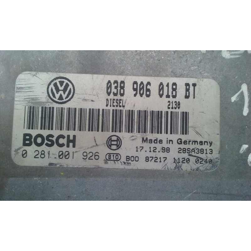 Recambio de centralita motor uce para seat toledo (1m2) 1.9 tdi referencia OEM IAM 038906018BT 0281001926 BOSCH