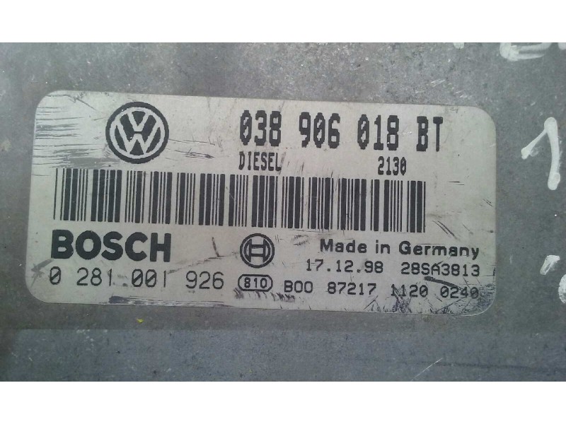 Recambio de centralita motor uce para seat toledo (1m2) 1.9 tdi referencia OEM IAM 038906018BT 0281001926 BOSCH