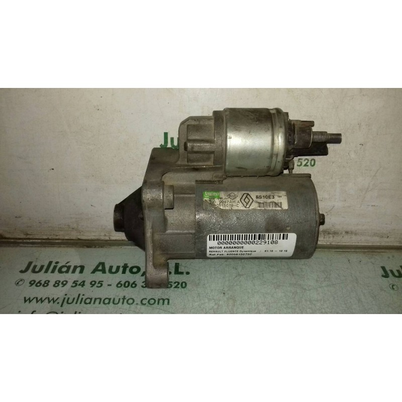 Recambio de motor arranque para renault fluence dynamique referencia OEM IAM 8200815079C ES10E3 VALEO