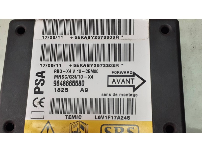 Recambio de centralita airbag para citroen c5 berlina 2.0 hdi sx referencia OEM IAM 9648665580  TEMIC