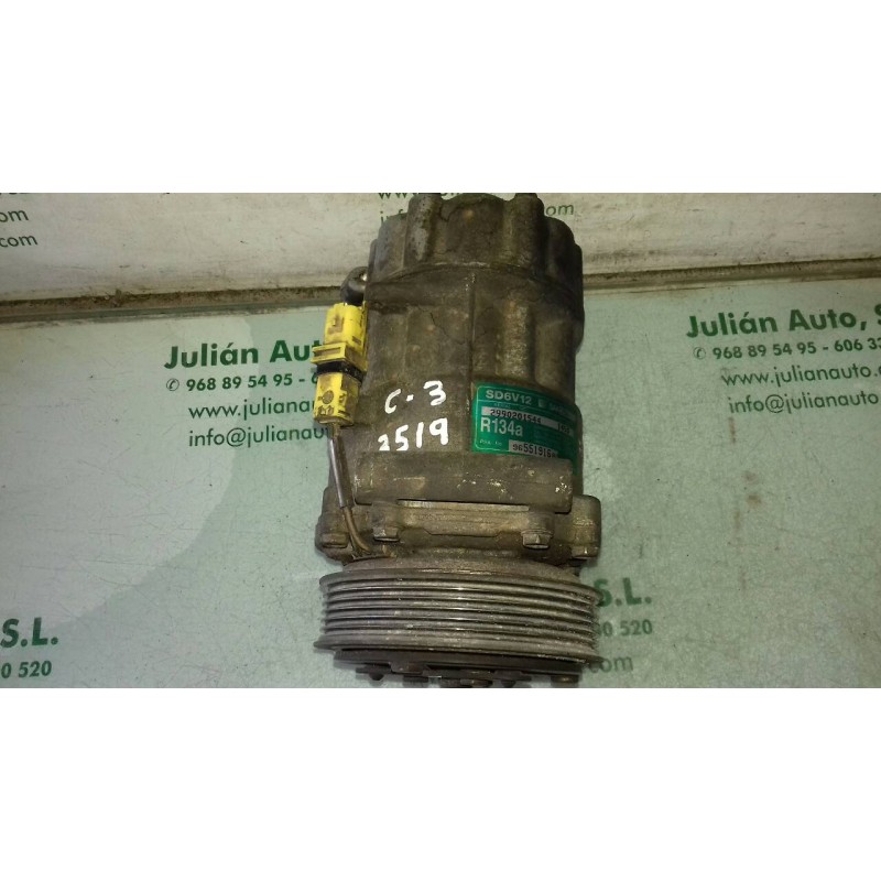 Recambio de compresor aire acondicionado para citroen c3 hdi 70 furio referencia OEM IAM 9655191680 SD6V12 SANDEN