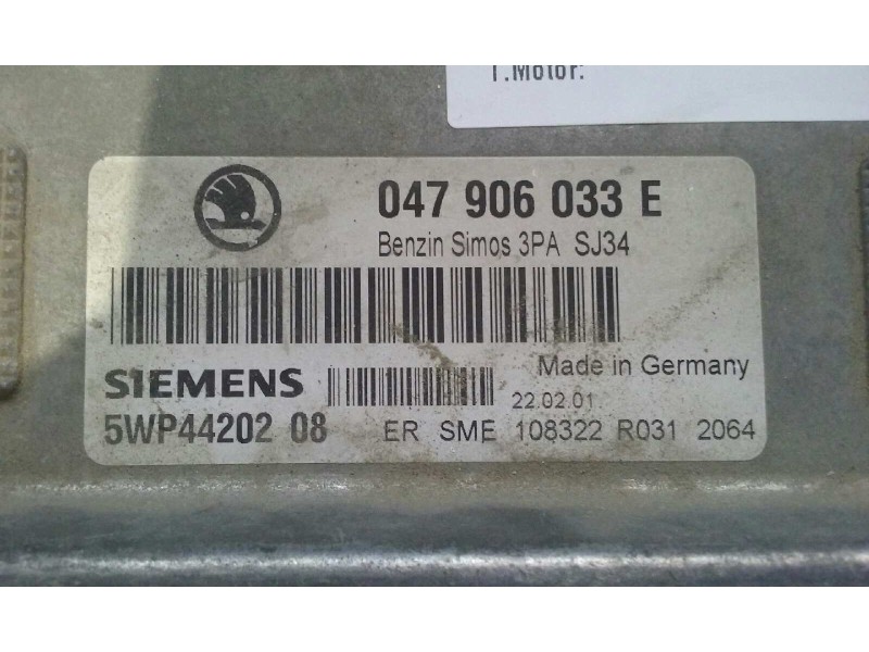 Recambio de centralita motor uce para skoda fabia (6y2/6y3) 1.4 16v referencia OEM IAM 047906033E 5WP4420208 SIEMENS
