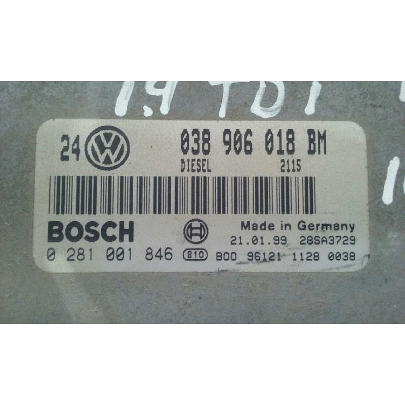 Recambio de centralita motor uce para volkswagen golf iv berlina (1j1) básico referencia OEM IAM 038906018BM 0281001846 KIT - BO