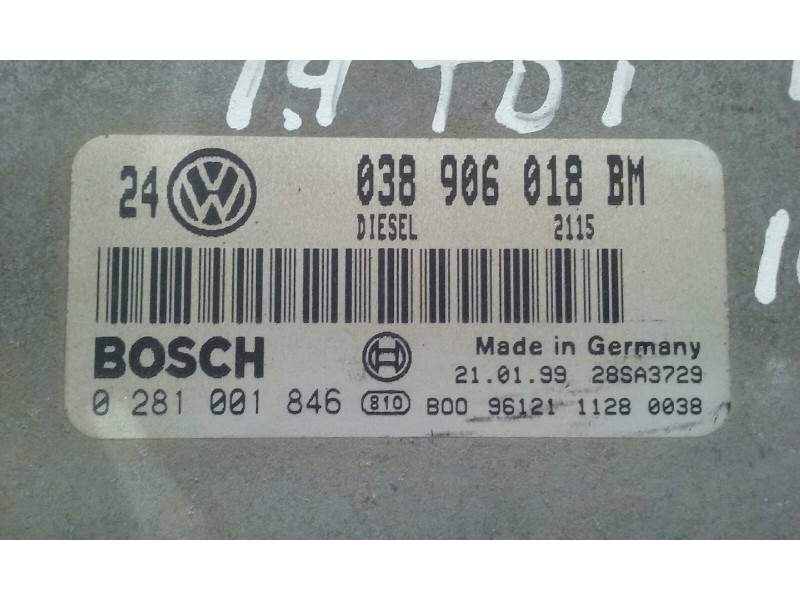 Recambio de centralita motor uce para volkswagen golf iv berlina (1j1) básico referencia OEM IAM 038906018BM 0281001846 KIT - BO