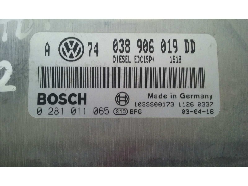 Recambio de centralita motor uce para volkswagen bora berlina (1j2) conceptline referencia OEM IAM 038906018DD 0281011065 KIT - 
