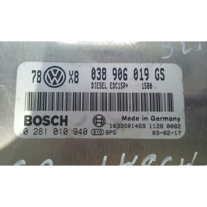 Recambio de centralita motor uce para volkswagen passat berlina (3b3) advance referencia OEM IAM 038906019GS 0281010940 KIT - BO