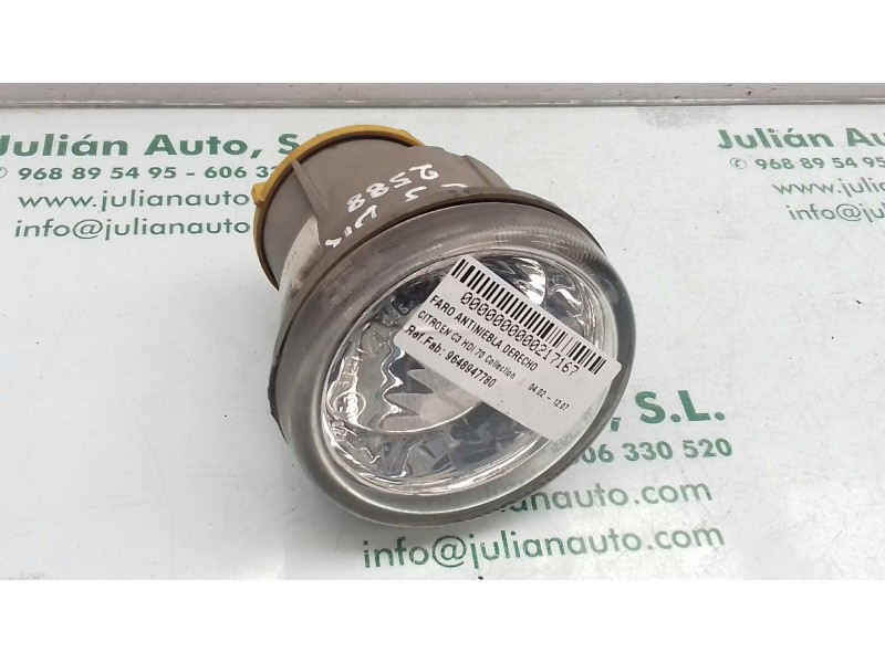 Recambio de faro antiniebla derecho para citroen c3 hdi 70 collection referencia OEM IAM 9648947780 17A7T1 