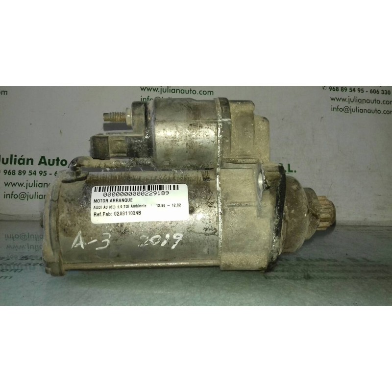 Recambio de motor arranque para audi a3 (8l) 1.9 tdi ambiente referencia OEM IAM 02A911024B D7RS30 VALEO