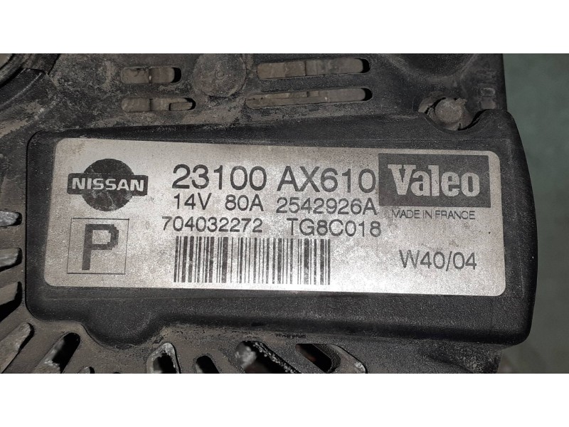 Recambio de alternador para nissan micra (k12e) acenta referencia OEM IAM 23100AX610 VALEO 80A