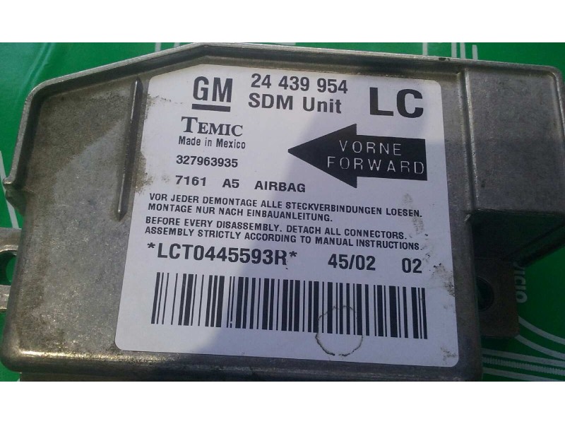 Recambio de centralita airbag para opel corsa c elegance referencia OEM IAM 24439954 327963935 TEMIC