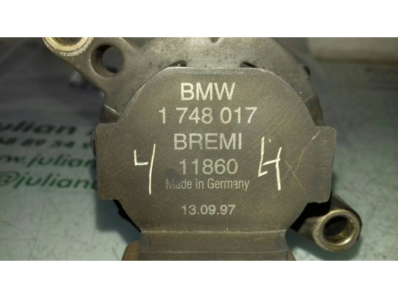 Recambio de bobina encendido para bmw serie 3 berlina (e46) 320i referencia OEM IAM 1748017 BREMI - 11860 3 PINES