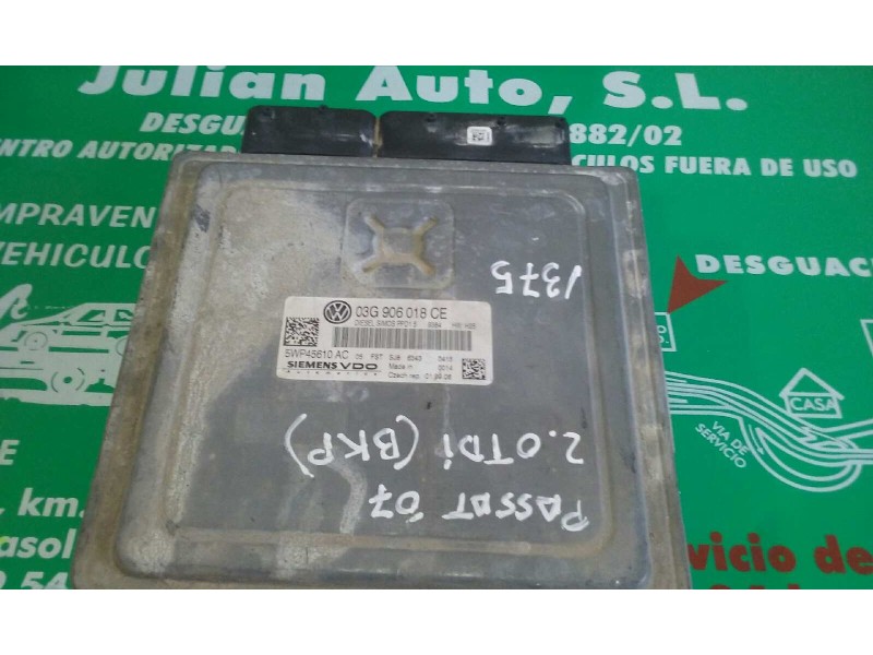 Recambio de centralita motor uce para volkswagen passat berlina (3c2) advance referencia OEM IAM 03G906018CE 5WP45610AC KIT - SI