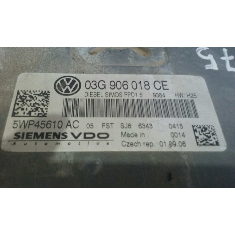 Recambio de centralita motor uce para volkswagen passat berlina (3c2) advance referencia OEM IAM 03G906018CE 5WP45610AC KIT - SI