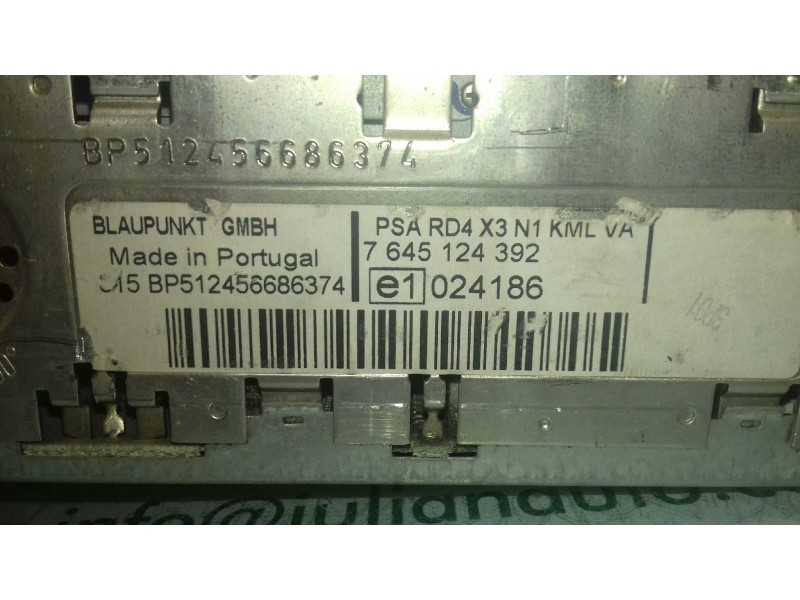 Recambio de sistema audio / radio cd para citroen c5 berlina lx (e) referencia OEM IAM 9659143077 765124392 BLAUPUNKT