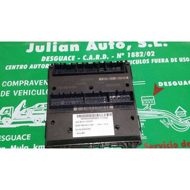 Recambio de caja reles / fusibles para skoda fabia (5j2 ) style referencia OEM IAM 6Q2937049F 5WK48218 SIEMENS