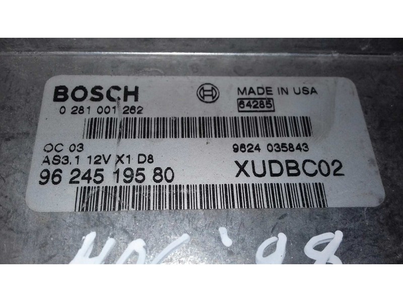 Recambio de centralita motor uce para peugeot 406 berlina (s1/s2) sldt referencia OEM IAM 0281001262 9624519580 XUDBC02