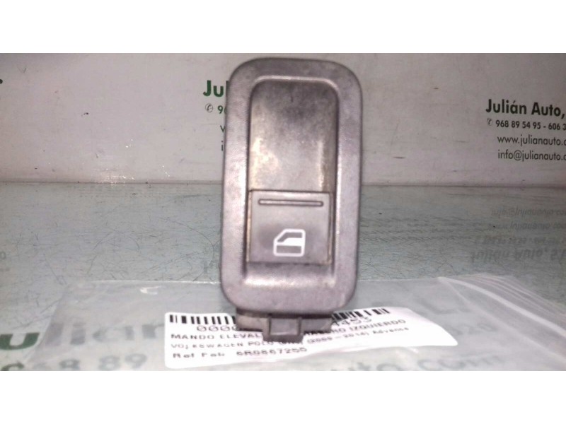 Recambio de mando elevalunas trasero izquierdo para volkswagen polo (6r1) advance referencia OEM IAM 6R0867255 NEGRO 3 PINES