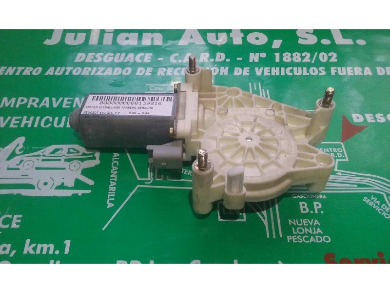 Recambio de motor elevalunas trasero derecho para peugeot 607 (s1) 2.2 referencia OEM IAM 9629156480 1823102382000  Recambio de motor elevalunas trasero derecho para peugeot 607 (s1) 2.2 referencia OEM IAM 9629156480 1823102382000
