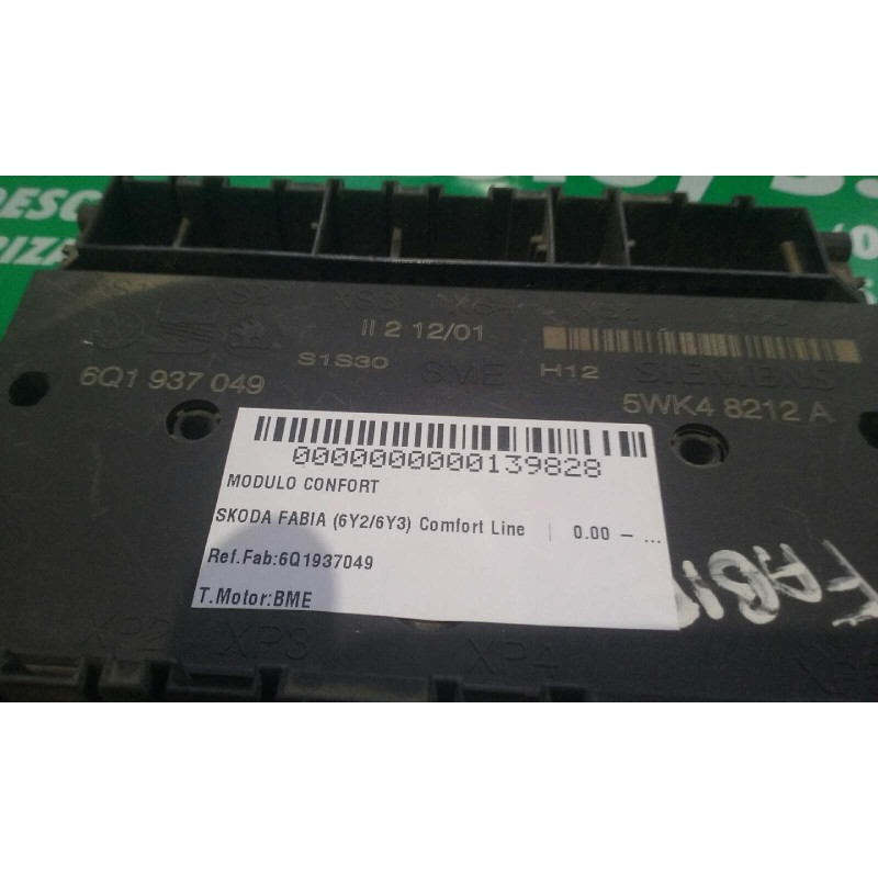 Recambio de modulo confort para skoda fabia (6y2/6y3) comfort line referencia OEM IAM 6Q1937049 5WK48212A SIEMENS
