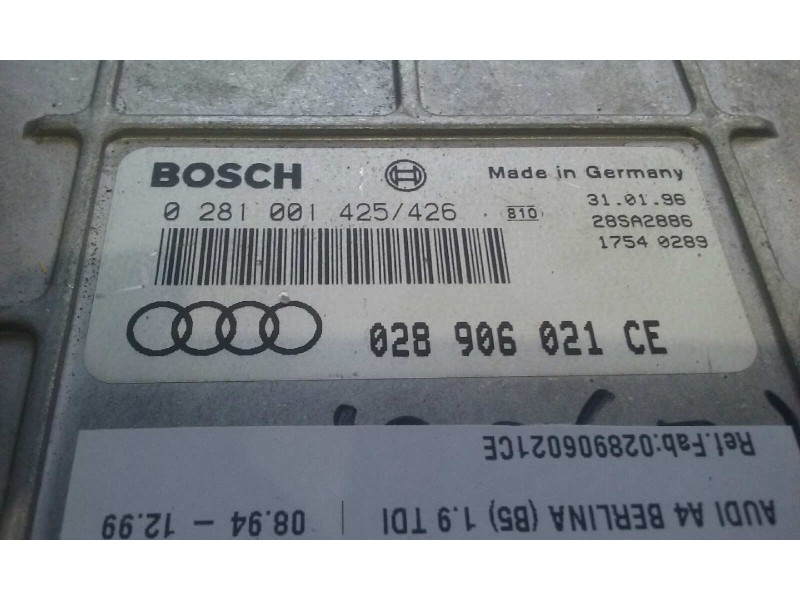 Recambio de centralita motor uce para seat toledo (1l) 1.8 cat (rp) referencia OEM IAM 443907403G 0280000739 BOSCH