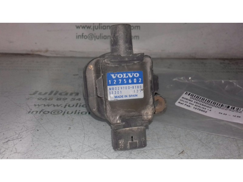 Recambio de bobina encendido para volvo s40 berlina 1.6 referencia OEM IAM 1275602 MB0297008180 2 PINES