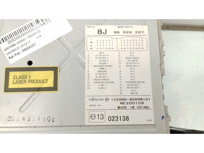 Recambio de sistema audio / radio cd para chevrolet epica lt referencia OEM IAM 96628287 1220008080B101 NE200106