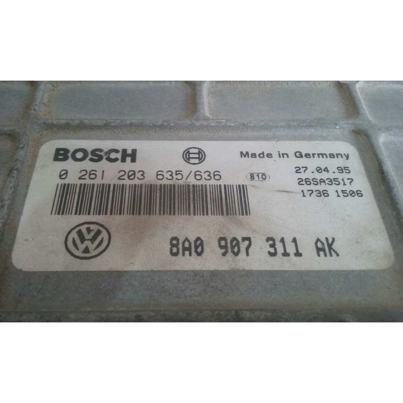 Recambio de centralita motor uce para seat toledo (1l) 1.8 cat (abs. adz) referencia OEM IAM 8A0907311AK 0261203635 / 636 