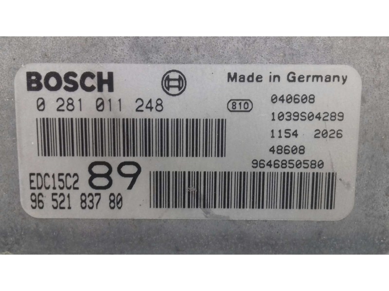 Recambio de centralita motor uce para peugeot 307 (s1) xt referencia OEM IAM 9652183780 0281011248 KIT - BOSCH