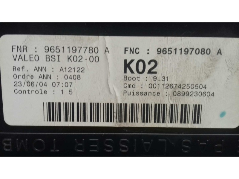 Recambio de centralita motor uce para peugeot 307 (s1) xt referencia OEM IAM 9652183780 0281011248 KIT - BOSCH