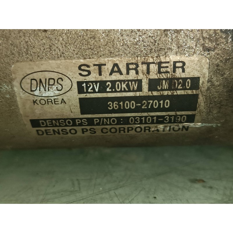 Recambio de motor arranque para kia carens 2.0 crdi ex monovolumen referencia OEM IAM 3610027010 031013190 DENSO