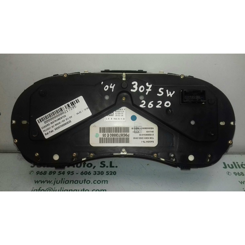 Recambio de cuadro instrumentos para peugeot 307 break / sw (s1) sw referencia OEM IAM 9636708880E05 21655303 8 X5 SAGEM