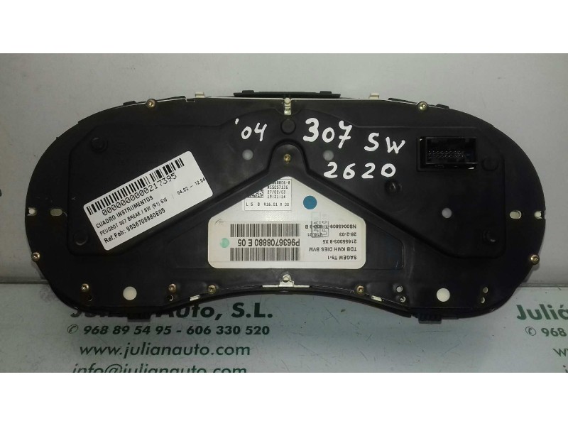Recambio de cuadro instrumentos para peugeot 307 break / sw (s1) sw referencia OEM IAM 9636708880E05 21655303 8 X5 SAGEM
