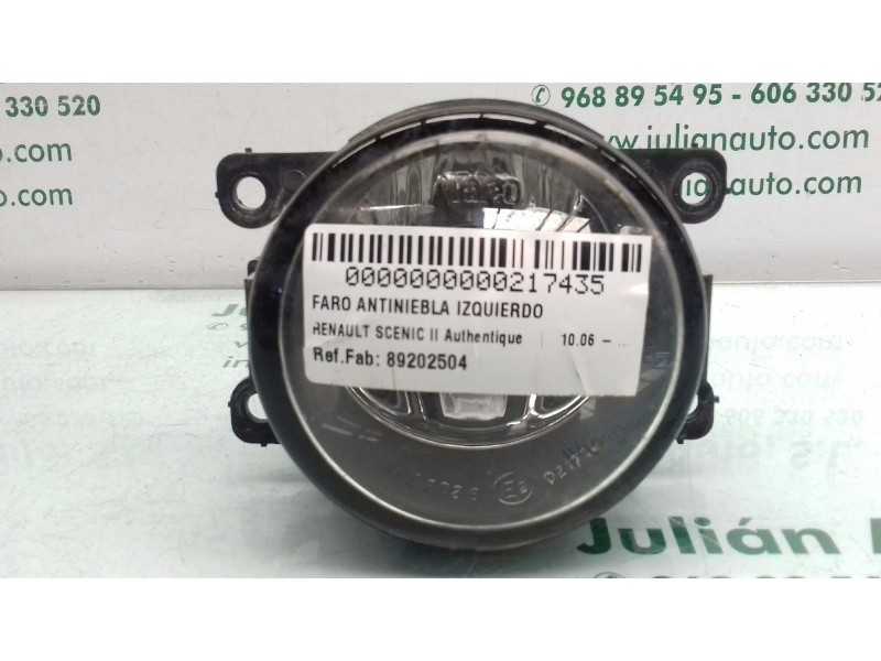 Recambio de faro antiniebla izquierdo para renault scenic ii authentique referencia OEM IAM 89202504 VALEO 2 PINES