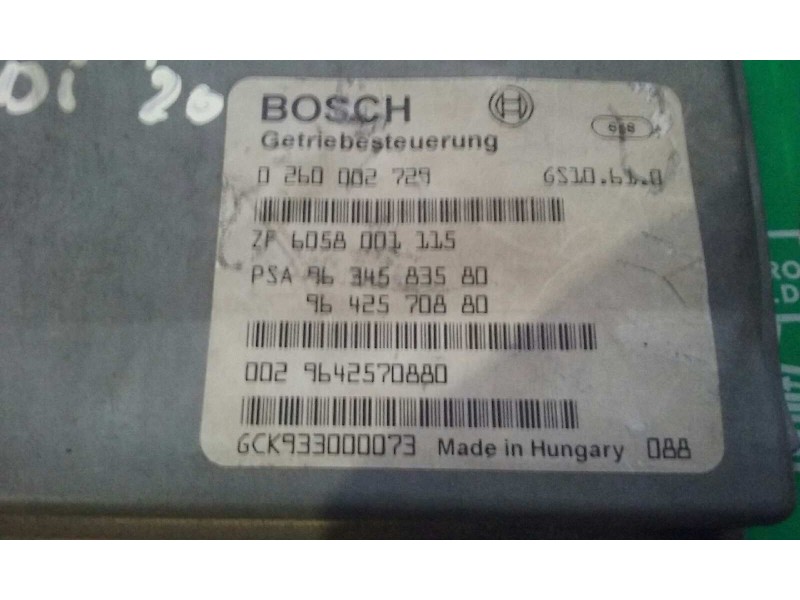 Recambio de centralita cambio automatico para peugeot 607 (s1) básico referencia OEM IAM 0260002729 9634583580 BOSCH