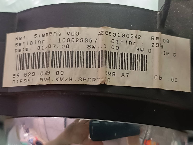 Recambio de cuadro instrumentos para peugeot 207 sport referencia OEM IAM 9662904980 A2C5306554 SIEMENS