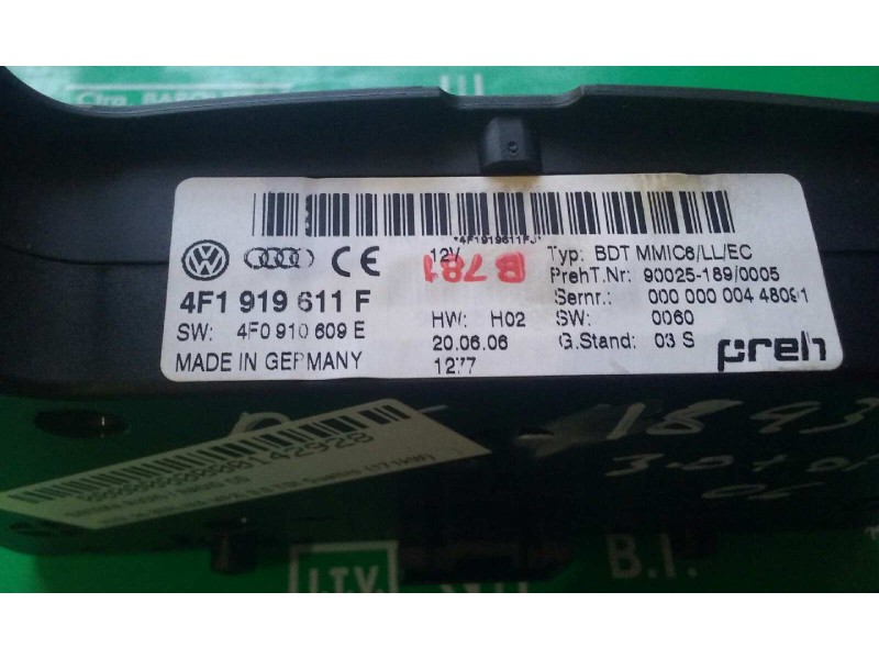 Recambio de sistema audio / radio cd para audi a6 berlina (4f2) 3.0 tdi quattro (171kw) referencia OEM IAM 4F1919611F 4F0910609E