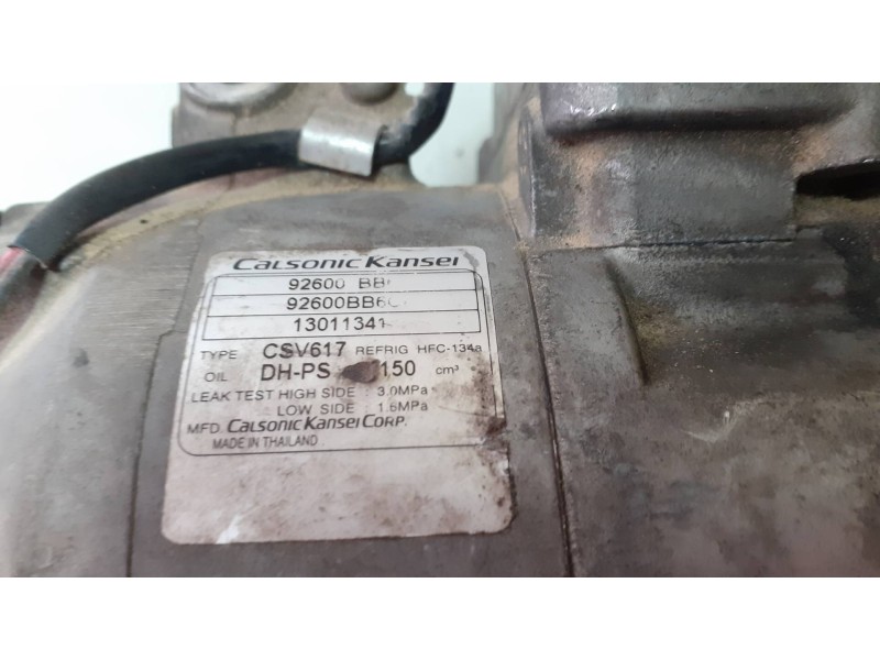 Recambio de compresor aire acondicionado para nissan qashqai (j10) acenta referencia OEM IAM 92600BB6 CSV617 CALSONIC