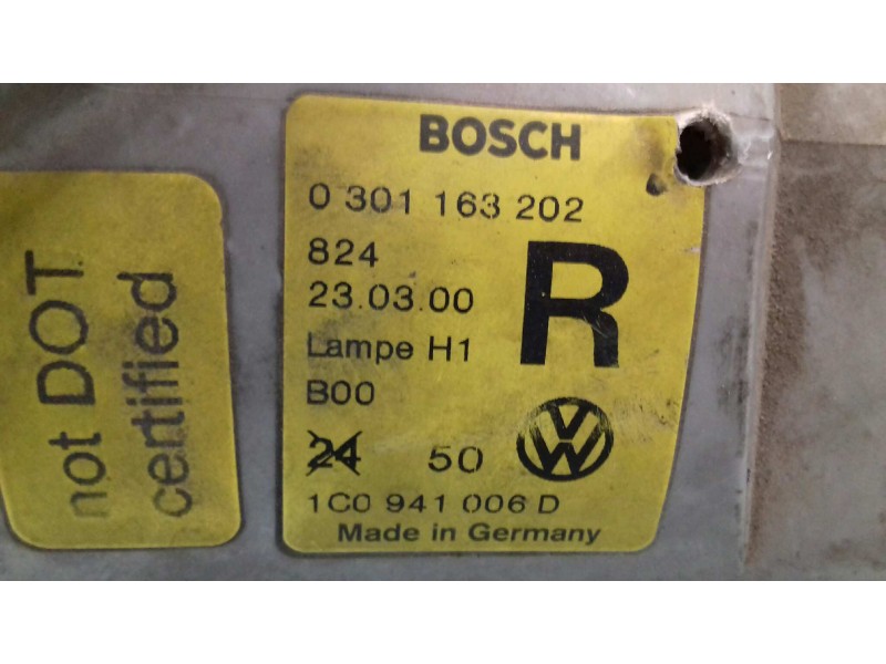 Recambio de faro derecho para volkswagen new beetle (9c1/1c1) 1.9 tdi referencia OEM IAM 1C0941006D 0301163202 BOSCH
