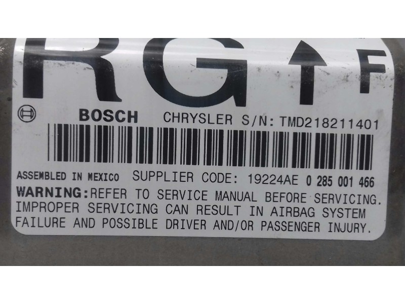 Recambio de centralita airbag para chrysler voyager (rg) 2.5 crd lx referencia OEM IAM 0285001466 TMD218211401 04748604AC Recambio de centralita airbag para chrysler voyager (rg) 2.5 crd lx referencia OEM IAM 0285001466 TMD218211401 04748604AC