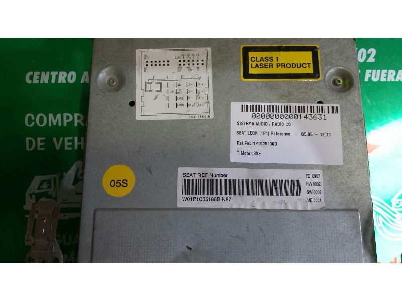 Recambio de sistema audio / radio cd para seat leon (1p1) reference referencia OEM IAM 1P1035186B 815 7646546366 BLAUPUNKT