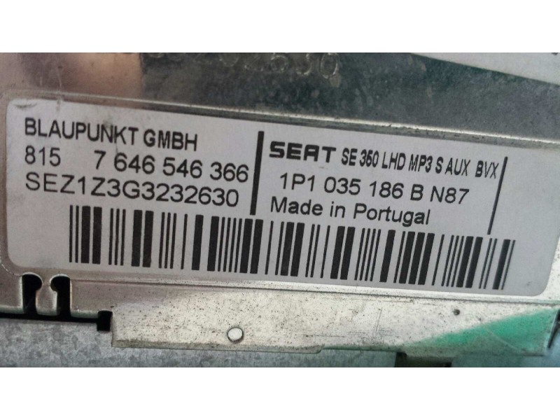 Recambio de sistema audio / radio cd para seat leon (1p1) reference referencia OEM IAM 1P1035186B 815 7646546366 BLAUPUNKT