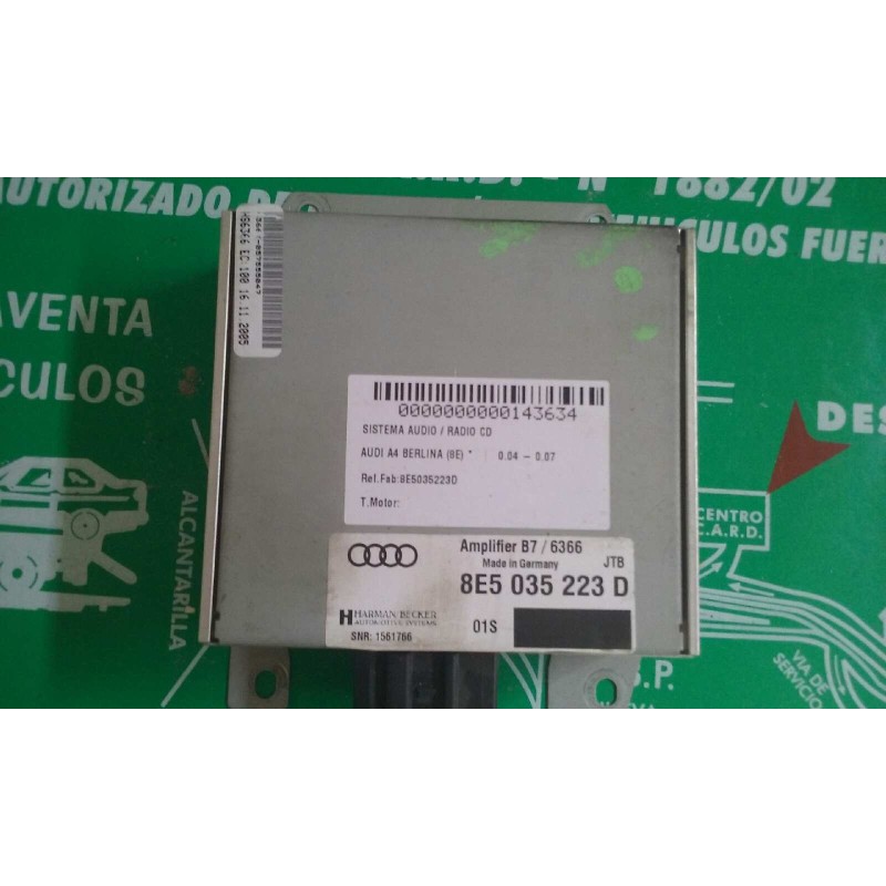 Recambio de sistema audio / radio cd para audi a4 berlina (8e) referencia OEM IAM 8E5035223D  HARMAN BECKER