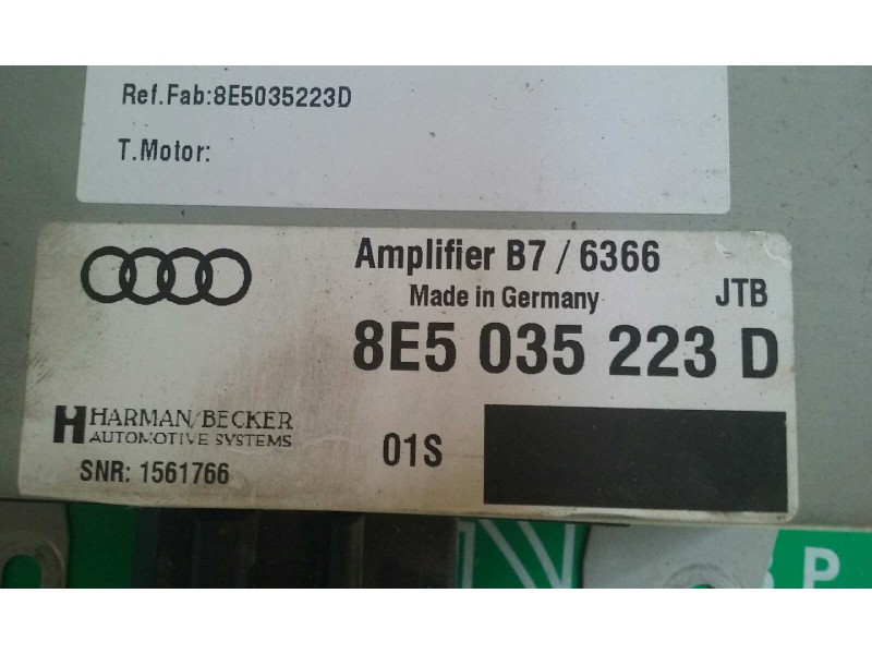 Recambio de sistema audio / radio cd para audi a4 berlina (8e) referencia OEM IAM 8E5035223D  HARMAN BECKER