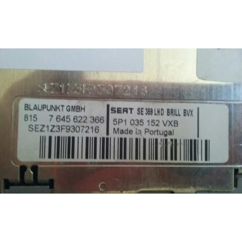 Recambio de sistema audio / radio cd para seat toledo (5p2) reference referencia OEM IAM 5P1035152 5P1035152VXB BLAUPUNKT