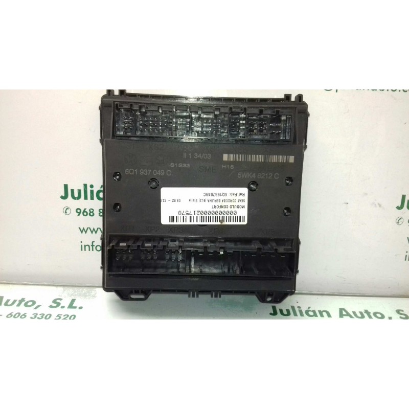 Recambio de modulo confort para seat cordoba berlina (6l2) stella referencia OEM IAM 6Q1937049C 5WK48212 SIEMENS