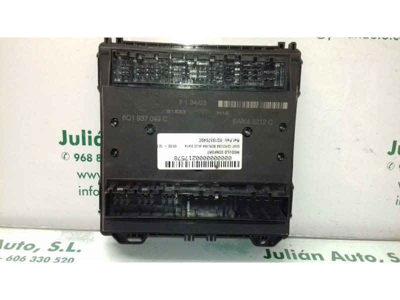 Recambio de modulo confort para seat cordoba berlina (6l2) stella referencia OEM IAM 6Q1937049C 5WK48212 SIEMENS